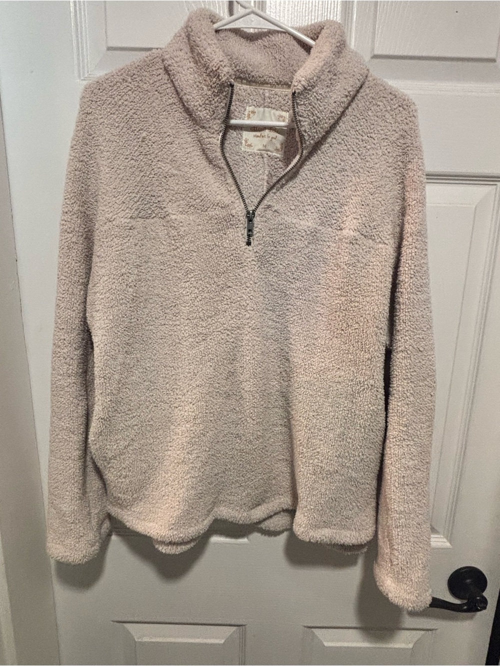 Altar’d StateCozy Quarter-Zip Teddy Pullover - Light Khaki